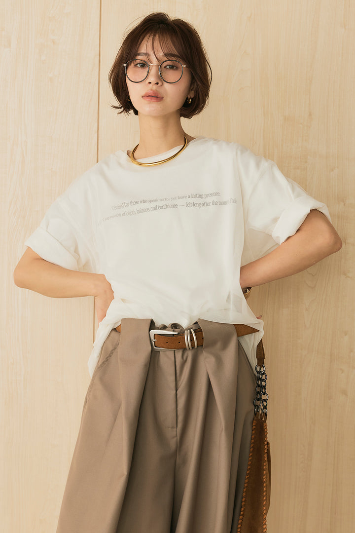 【即納】綿天竺Tシャツ×チュールトップス