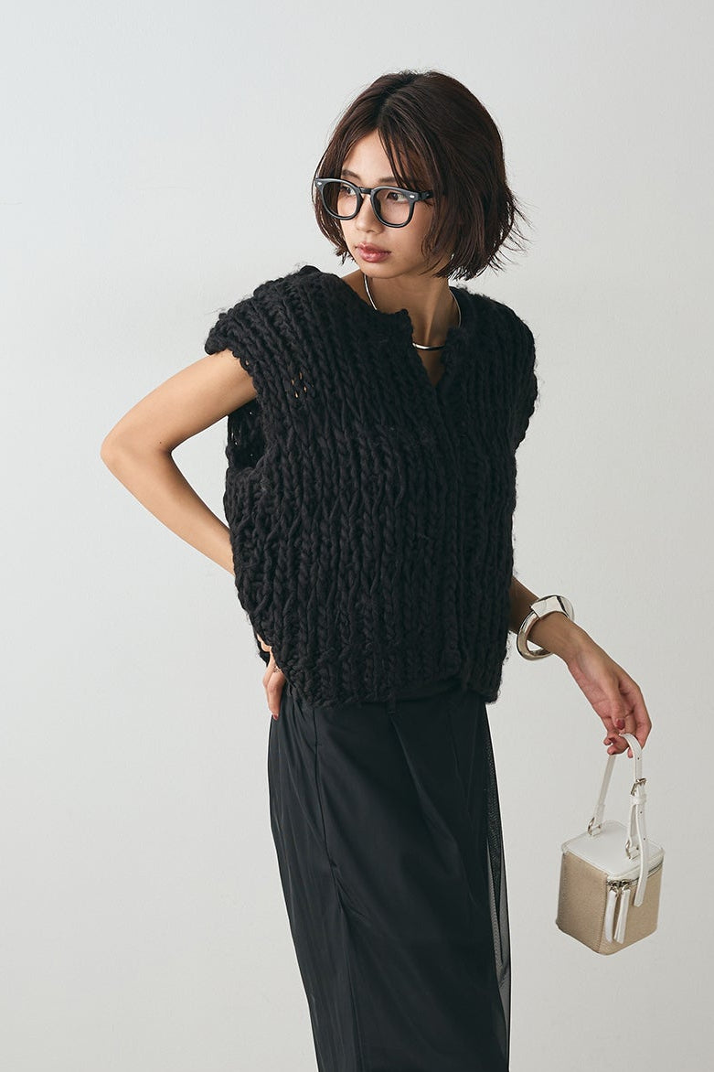 美品 ESICA エシカ ファーケーブルドッキングニット アンゴラブレンド 美品 ESICA エシカ ファーケーブルドッキングニット アンゴラ