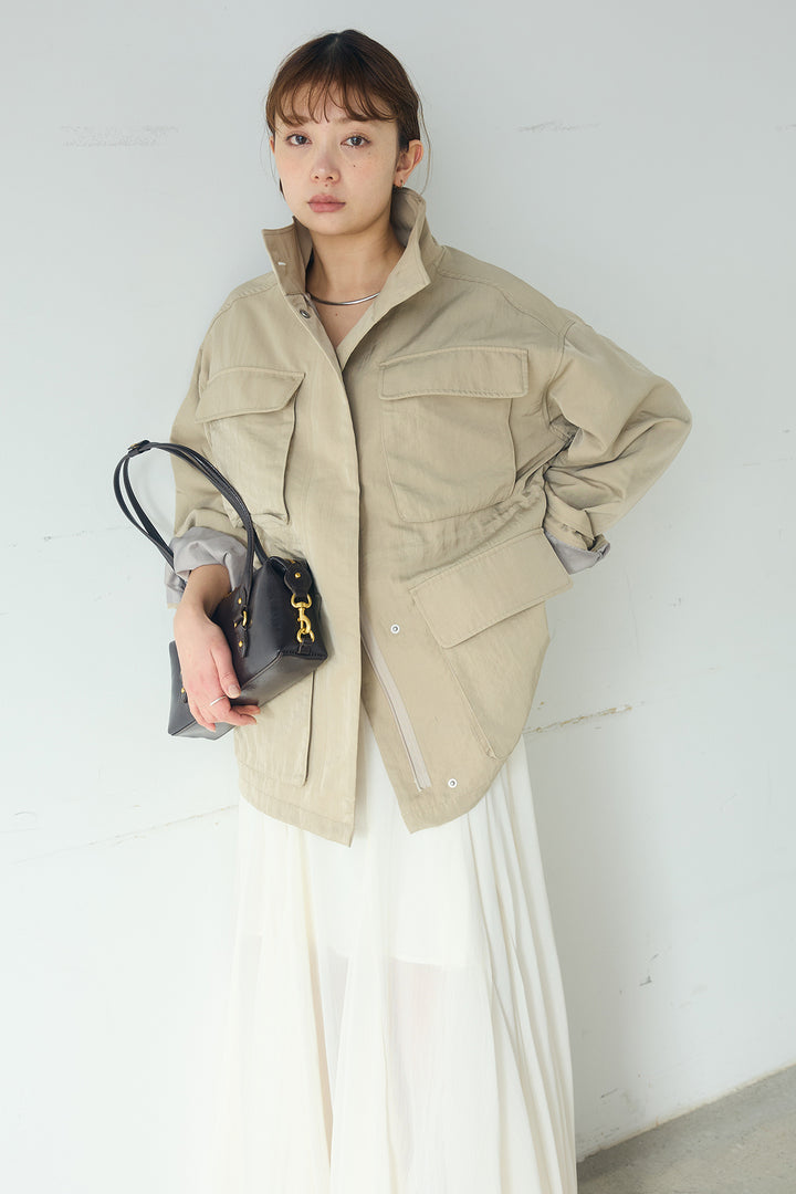 [SET]ナイロンツイルフィールドジャケット+シアーフリルキャミワンピース(2set)