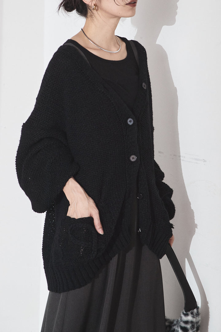 [SET]コード刺繍リラックスニットカーディガン+フレアリラックスキャミワンピース(2set)