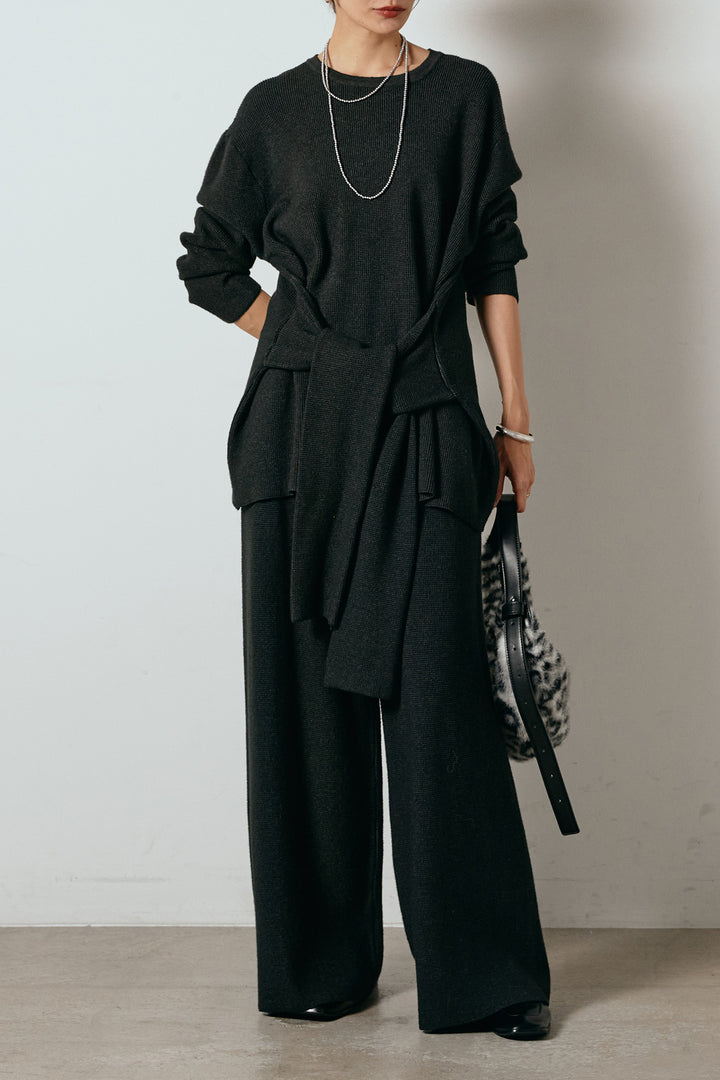 [SET]ウエスト巻きワッフルニットSETUP