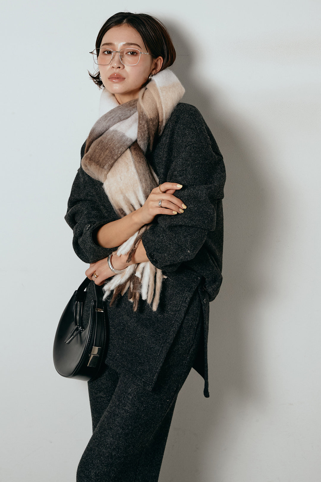 [SET]チェックマフラー付きニットSETUP