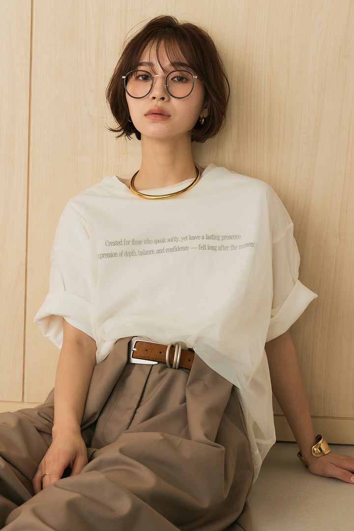 【即納】綿天竺Tシャツ×チュールトップス