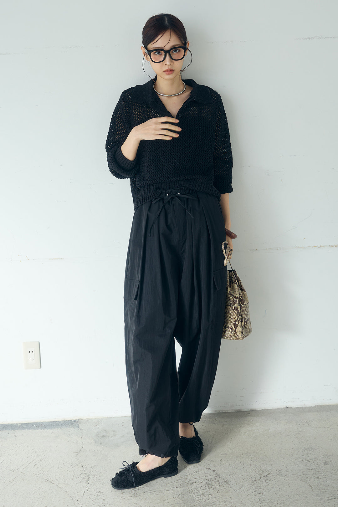 [SET]ミックスメッシュポロニット+撥水ジョガーパンツ(2set)