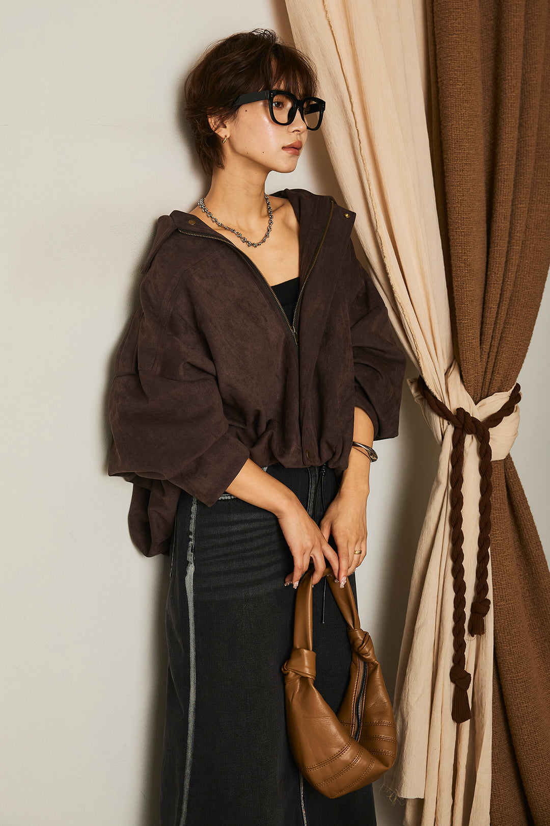 【即納】バルーンシルエットフェイクスエードブルゾン