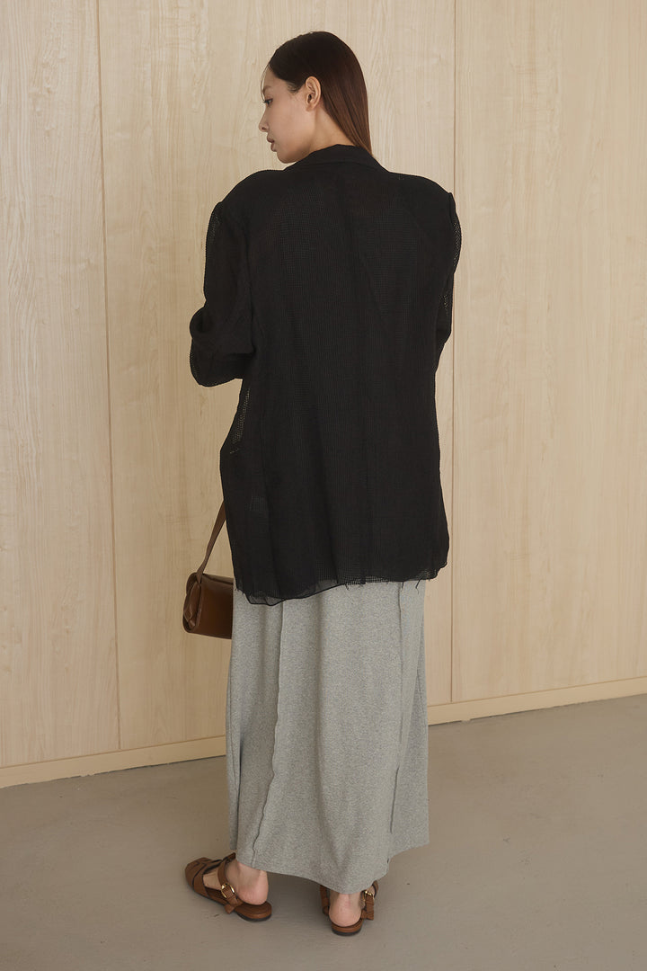 [SET]メッシュテーラードワイドジャケット+ノースリロングワンピース(2set)