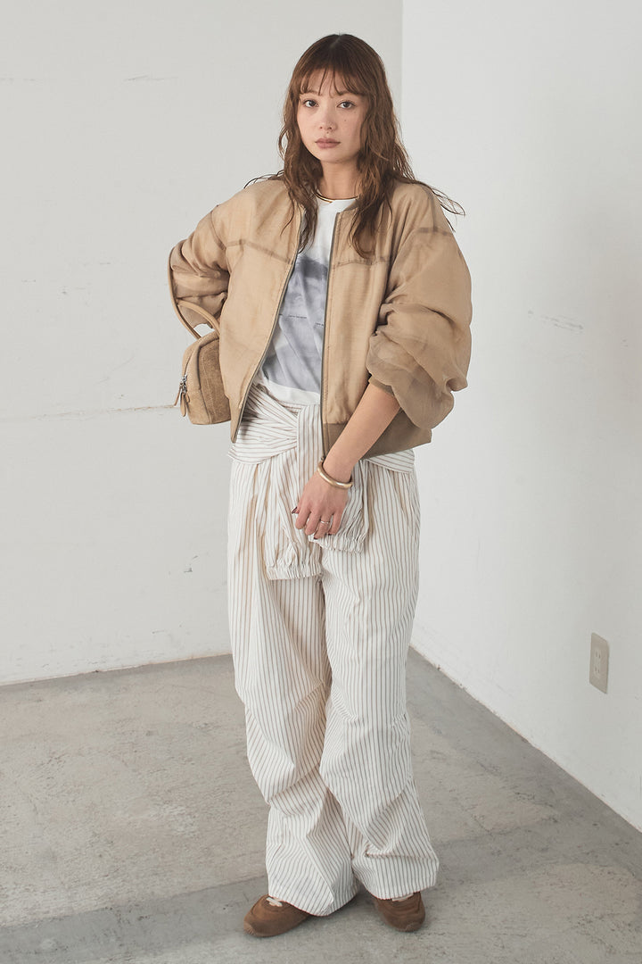 [SET]長袖アソートフォトTシャツ+ストライプウエスト巻きジョガーパンツ(2set)