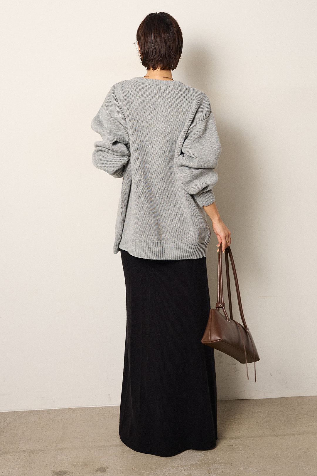 [SET]アニマルジャガード柄ニットトップス+リブナローニットスカート(2set)