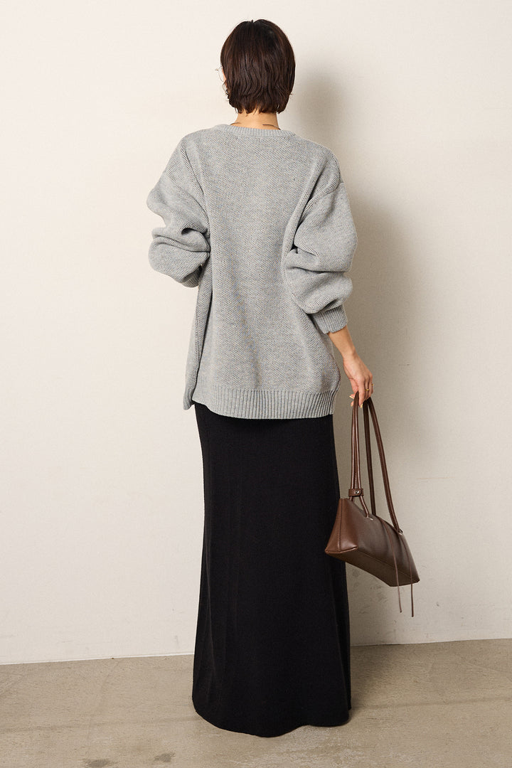 [SET]アニマルジャガード柄ニットトップス+リブナローニットスカート(2set)