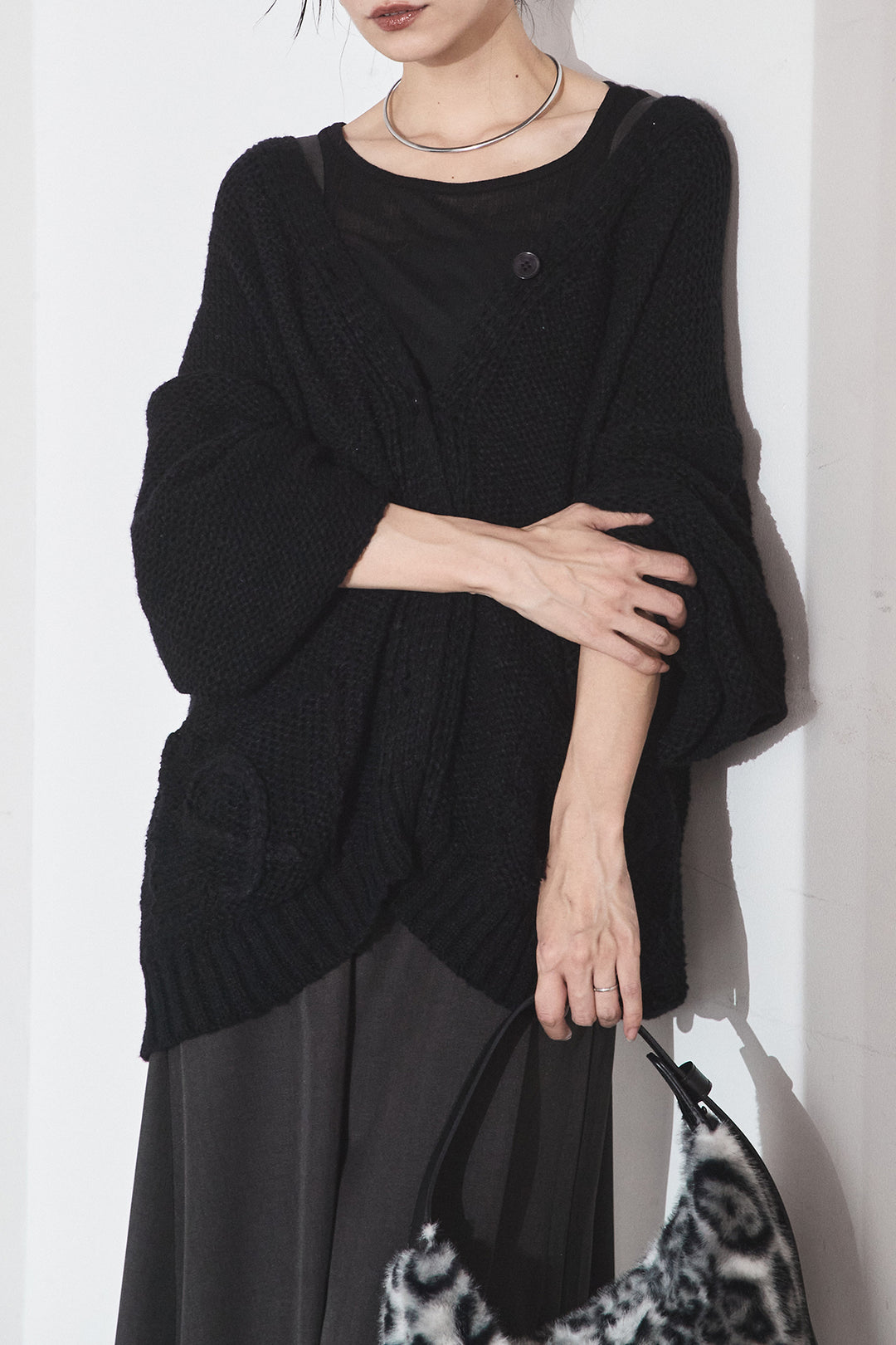 [SET]コード刺繍リラックスニットカーディガン+フレアリラックスキャミワンピース(2set)