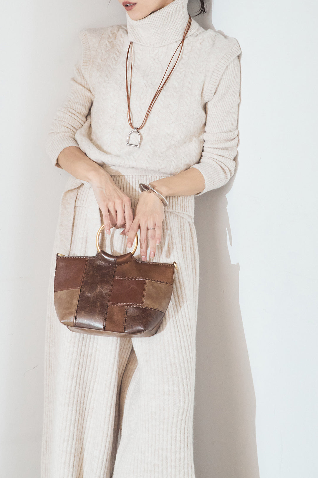 [SET]3ピースハイネックニットベストSETUP