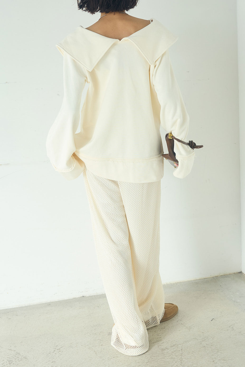 [SET]ビッグカラー2WAYスウェットトップス+メッシュリラックスパンツ(2set)