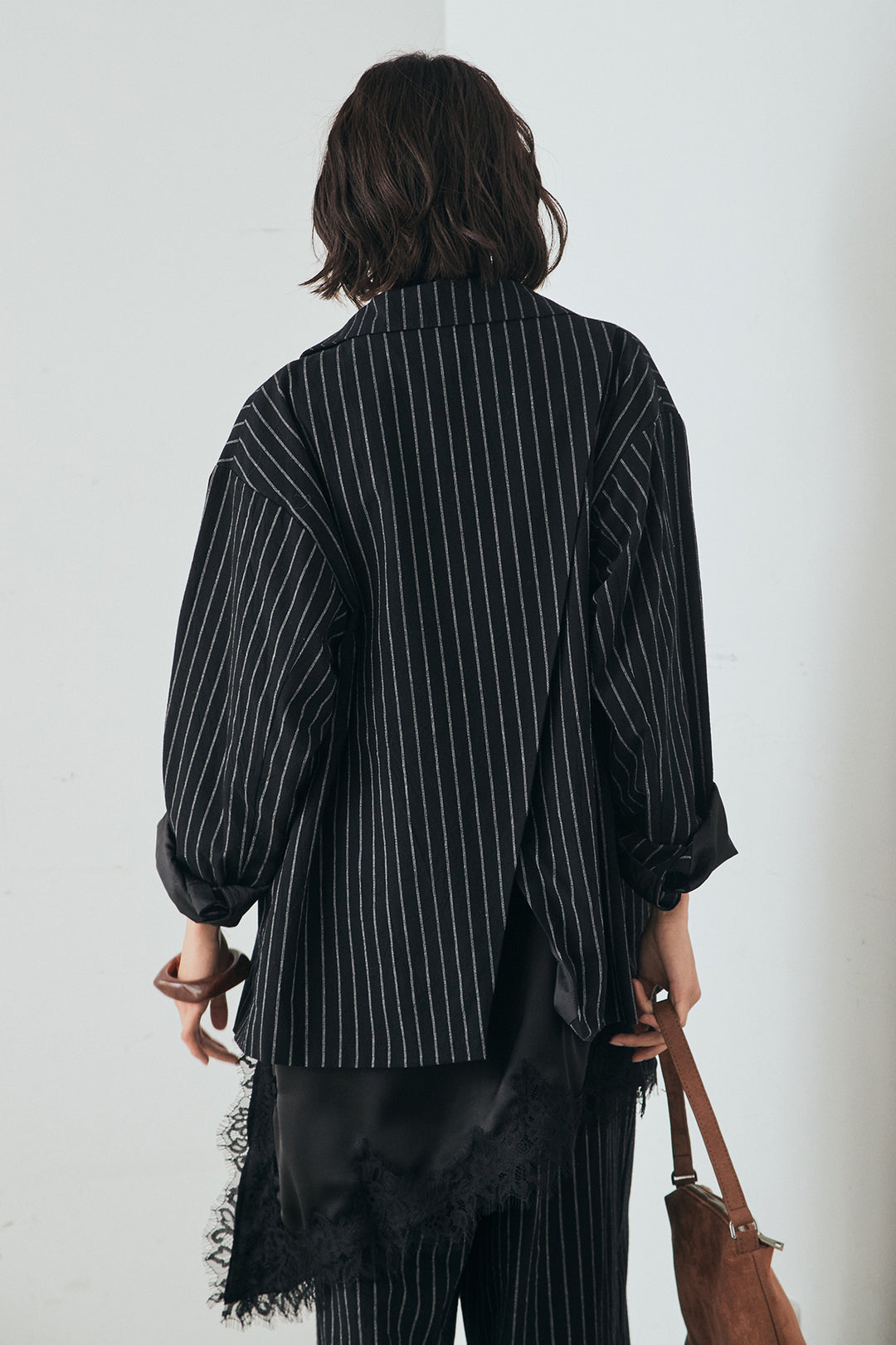 [SET]リネンライクストライプテーラードジャケット+リネンライクストライプタックイージーパンツ(2set)