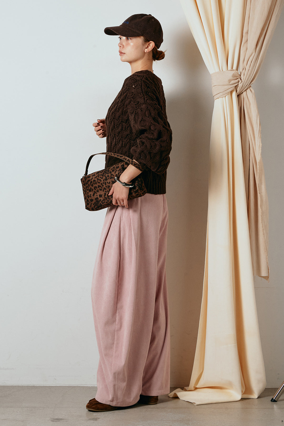 [SET]バルキーケーブルプルオーバー+コーデュロイサイドタックコクーンパンツ(2set)