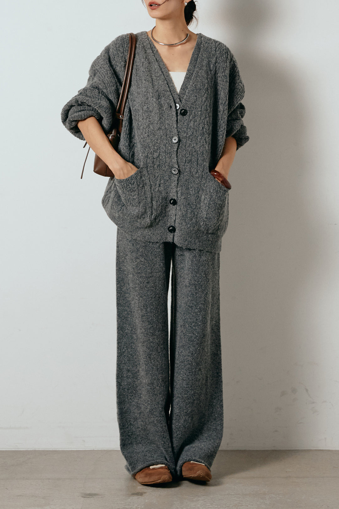 [SET]3ピースフロントボタンニットSETUP