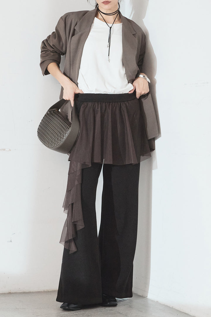 [SET]ルーズシルエットダブルテーラードジャケット+ストレッチロングTシャツ(2set)