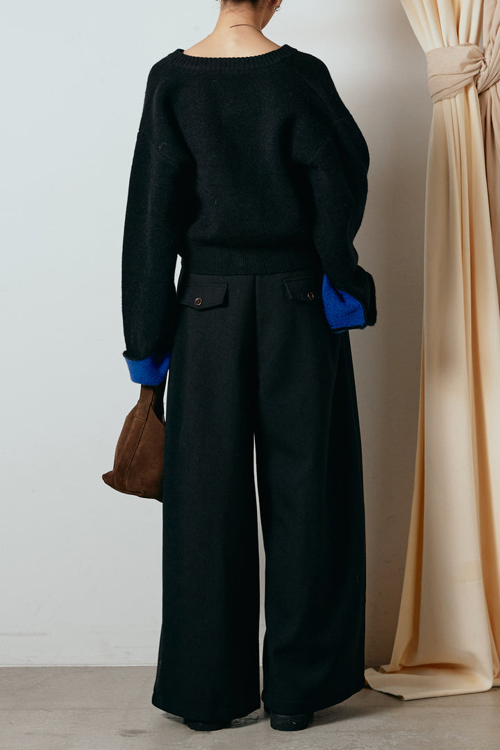 [SET]アルパカタッチダブルフェイスカーディガン+ポーチベルト付きカーブパンツ(2set)