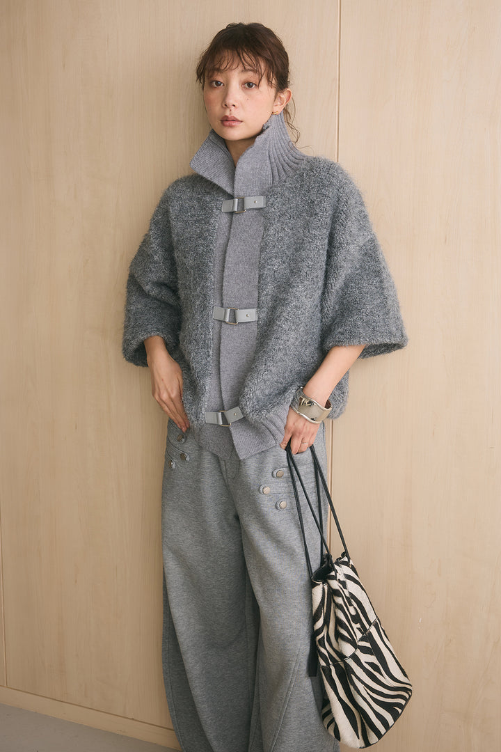 [SET]ブークレーハイネックニットジャケット+ナポレオンディテールカーブパンツ(2set)
