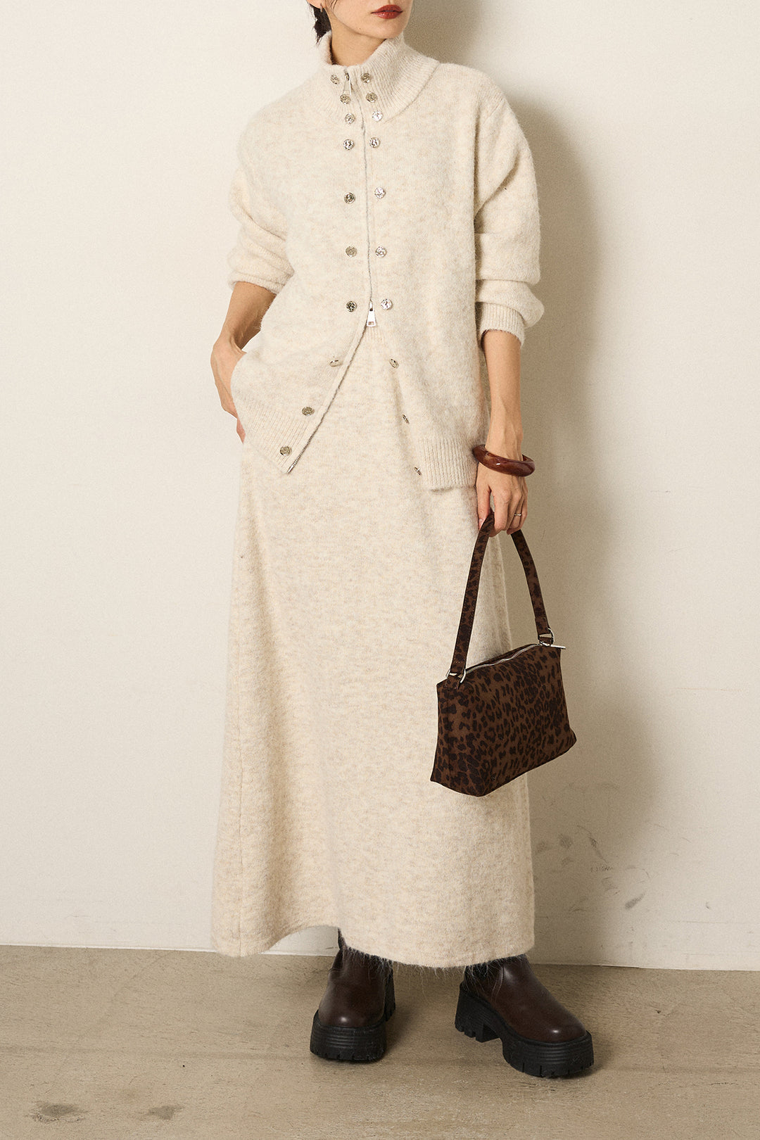 [SET]ハイネックメタルプレートニットスカートSETUP