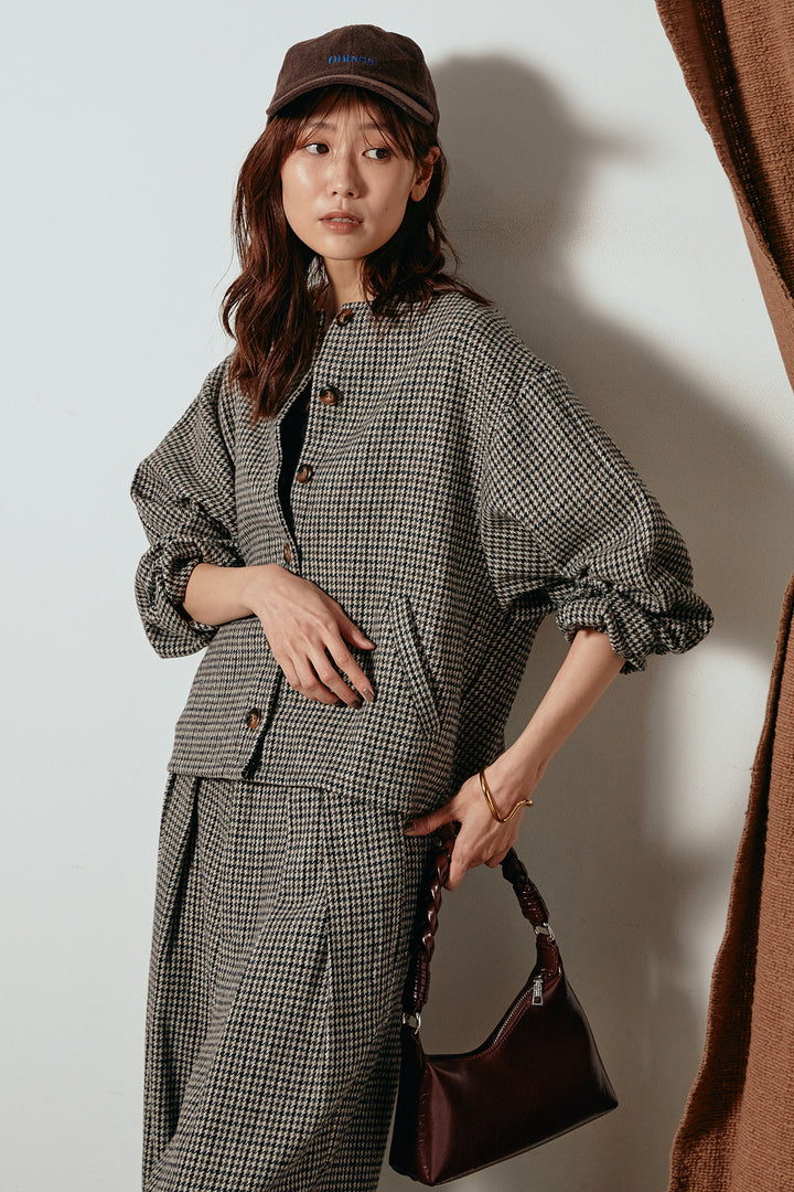 [SET]ノーカラーガンクラブチェックジャケット+ガンクラブチェックタックパンツ(2set)