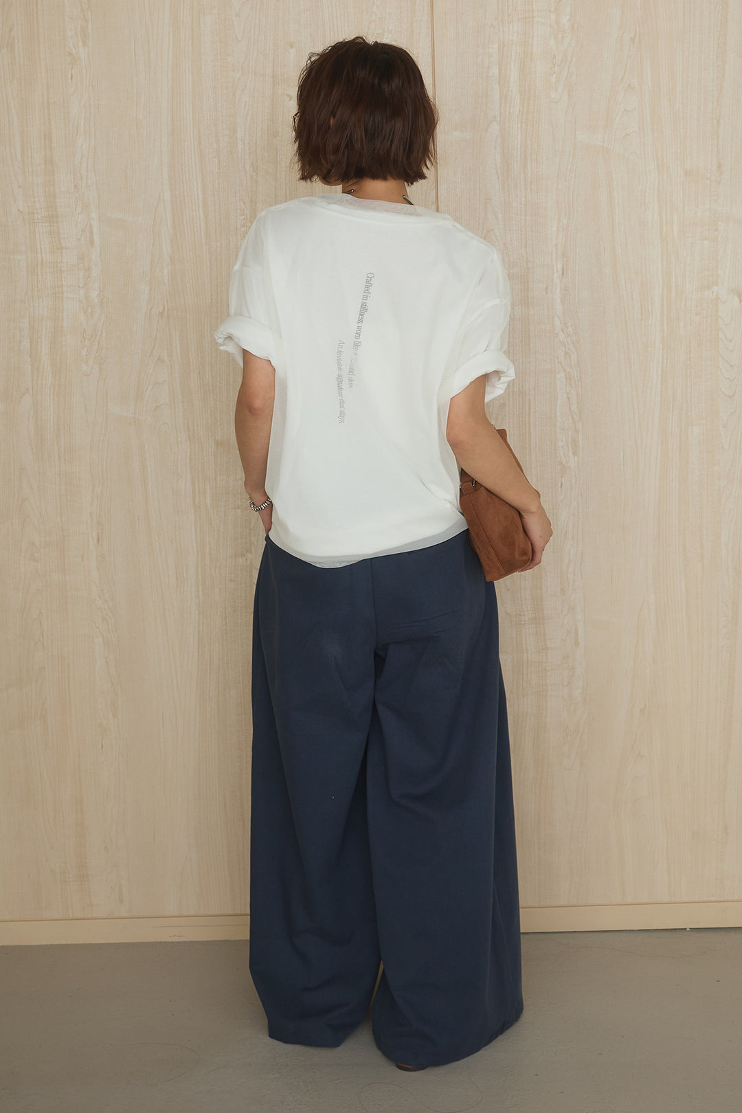 [SET]綿天竺Tシャツ×チュールトップス+ベルト付きビックループワイドパンツ(2set)