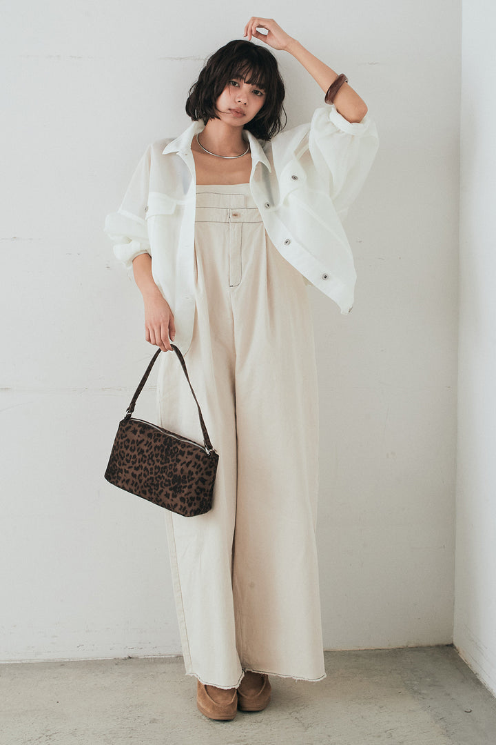 [SET]シアーダンボールサイドドロストジャケット+綿ツイルアシメサロペット(2set)