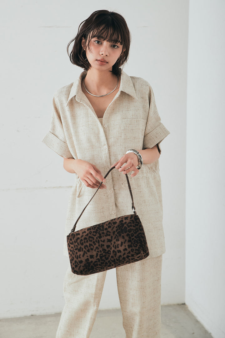 [SET]ツイードウエストドロストシャツ+ツイードタックパンツ(2set)