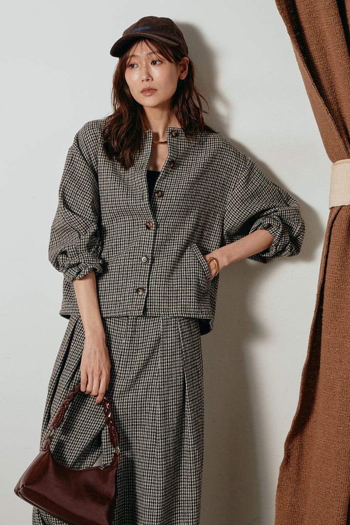 [SET]ノーカラーガンクラブチェックジャケット+ガンクラブチェックタックパンツ(2set)