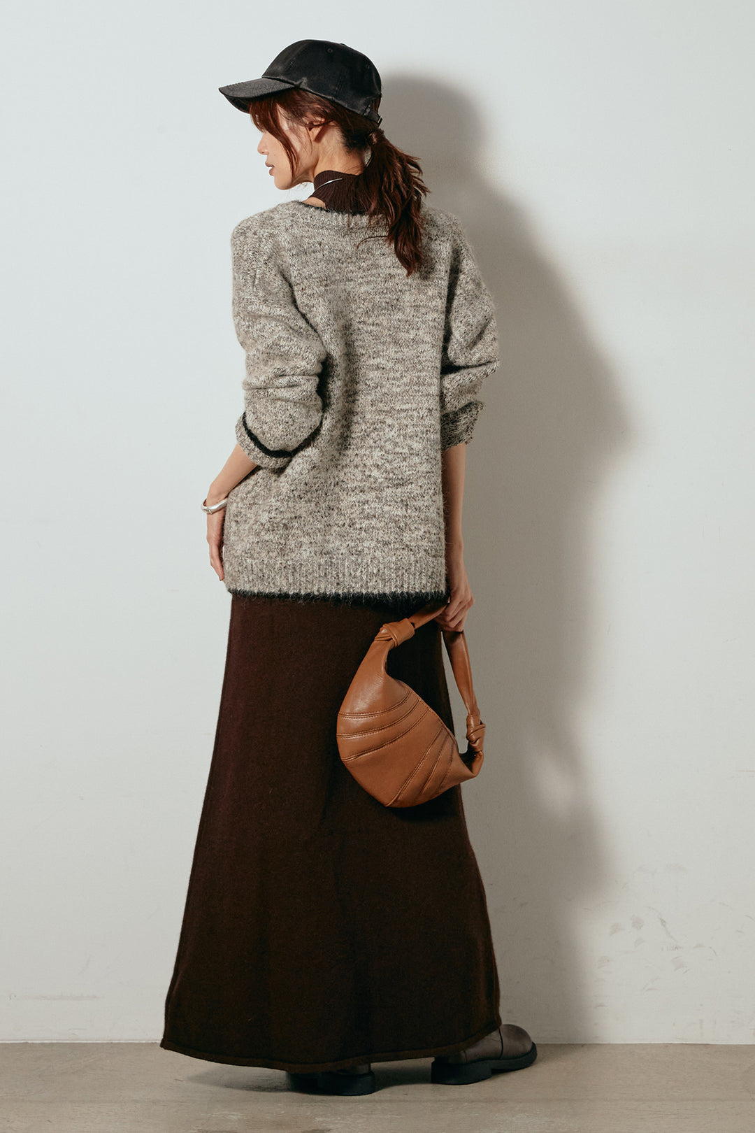 [SET]ミックスニットポケットカーディガン+ノースリーブニットロングワンピース(2set)