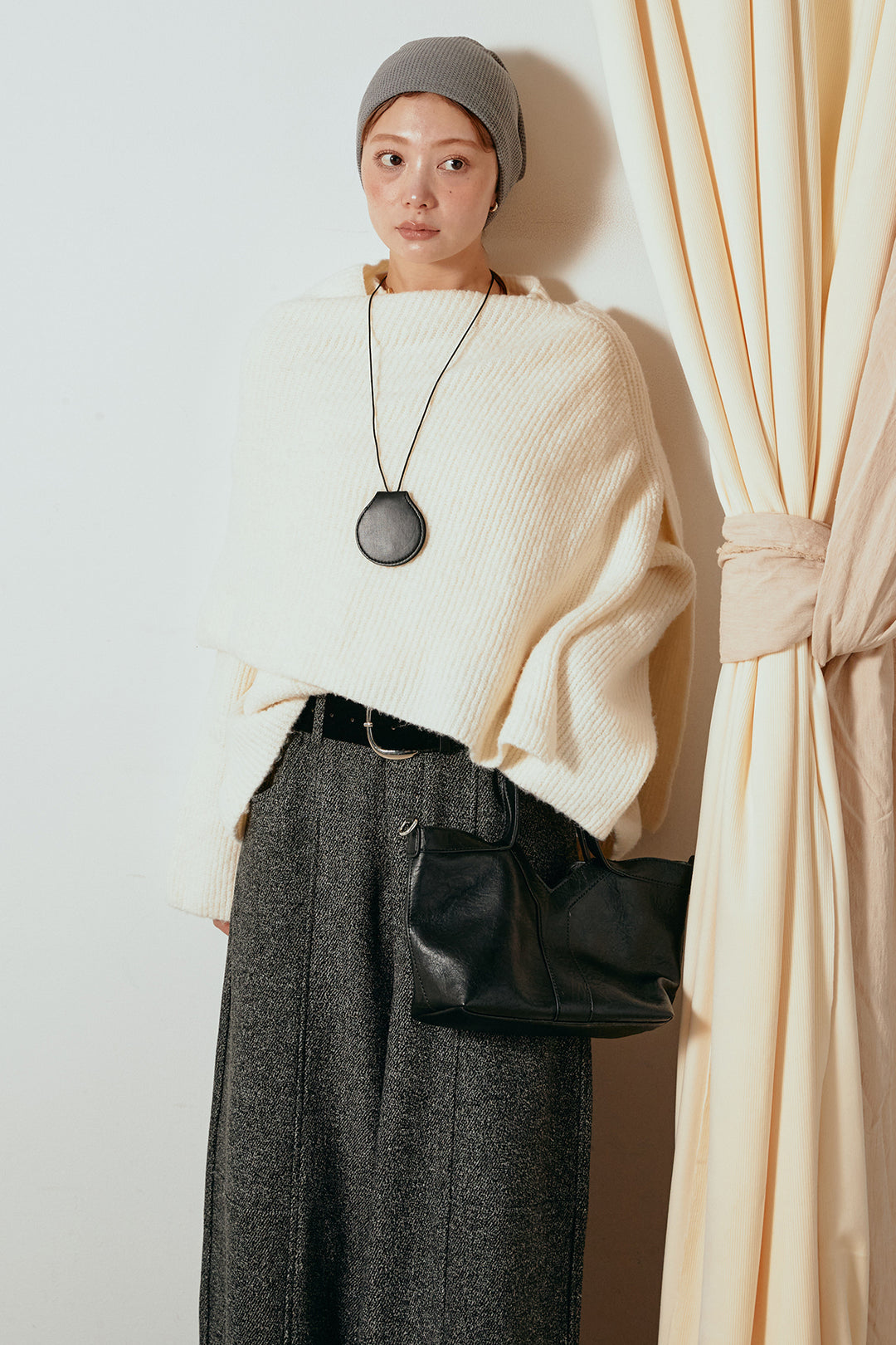 【着回しセット】[SET]ケープデザインリブニットトップス+ケープデザインリブニットトップス(2set)