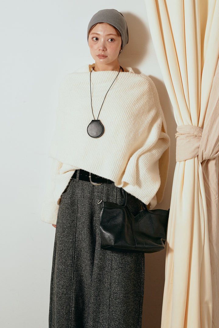 【着回しセット】[SET]ケープデザインリブニットトップス+ケープデザインリブニットトップス(2set)