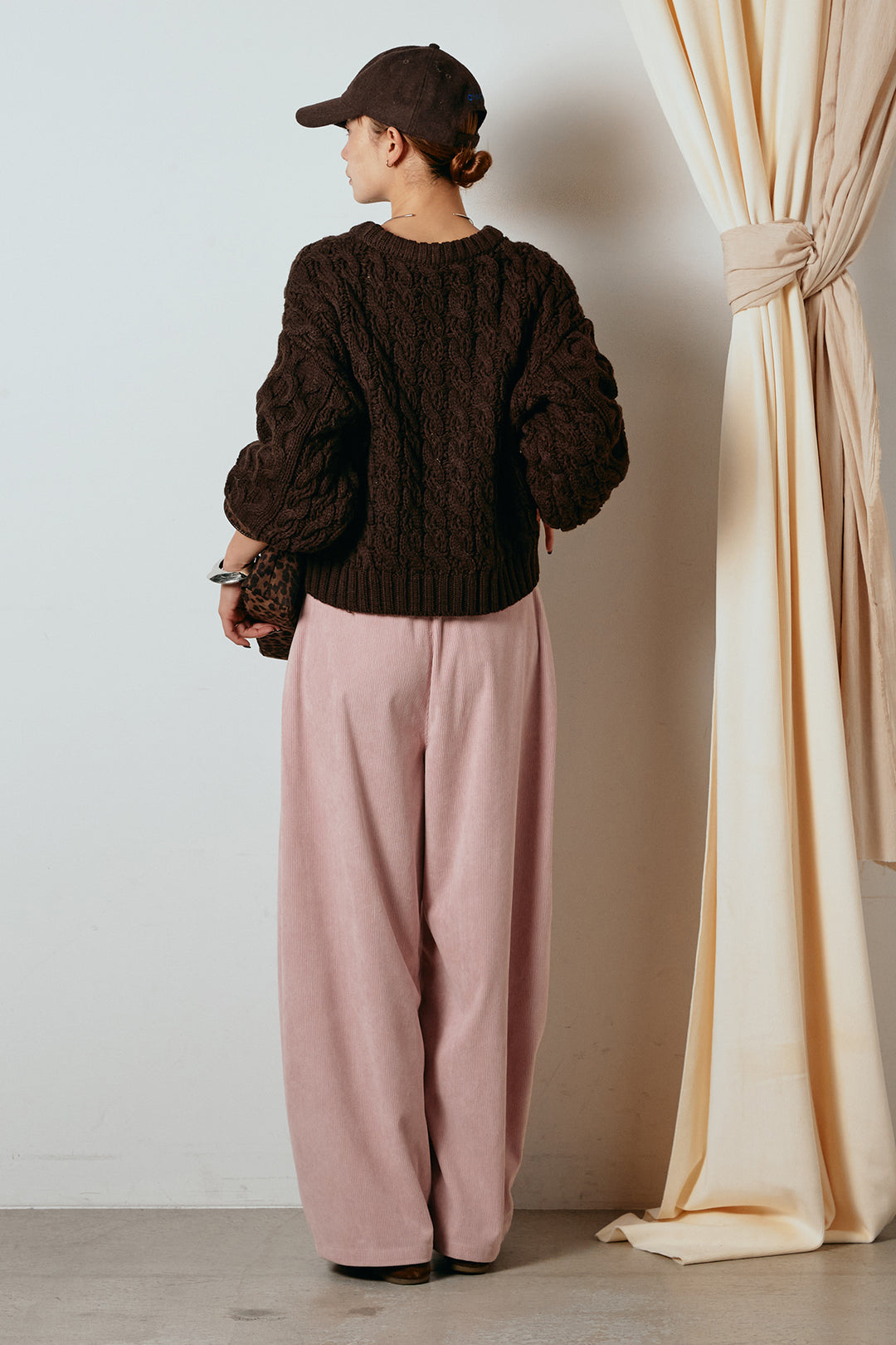 [SET]バルキーケーブルプルオーバー+コーデュロイサイドタックコクーンパンツ(2set)