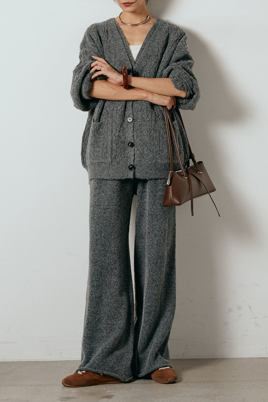 [SET]3ピースフロントボタンニットSETUP