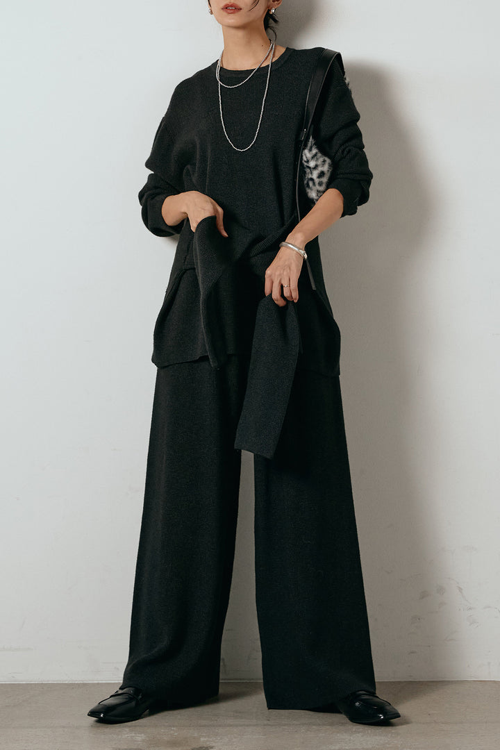 [SET]ウエスト巻きワッフルニットSETUP