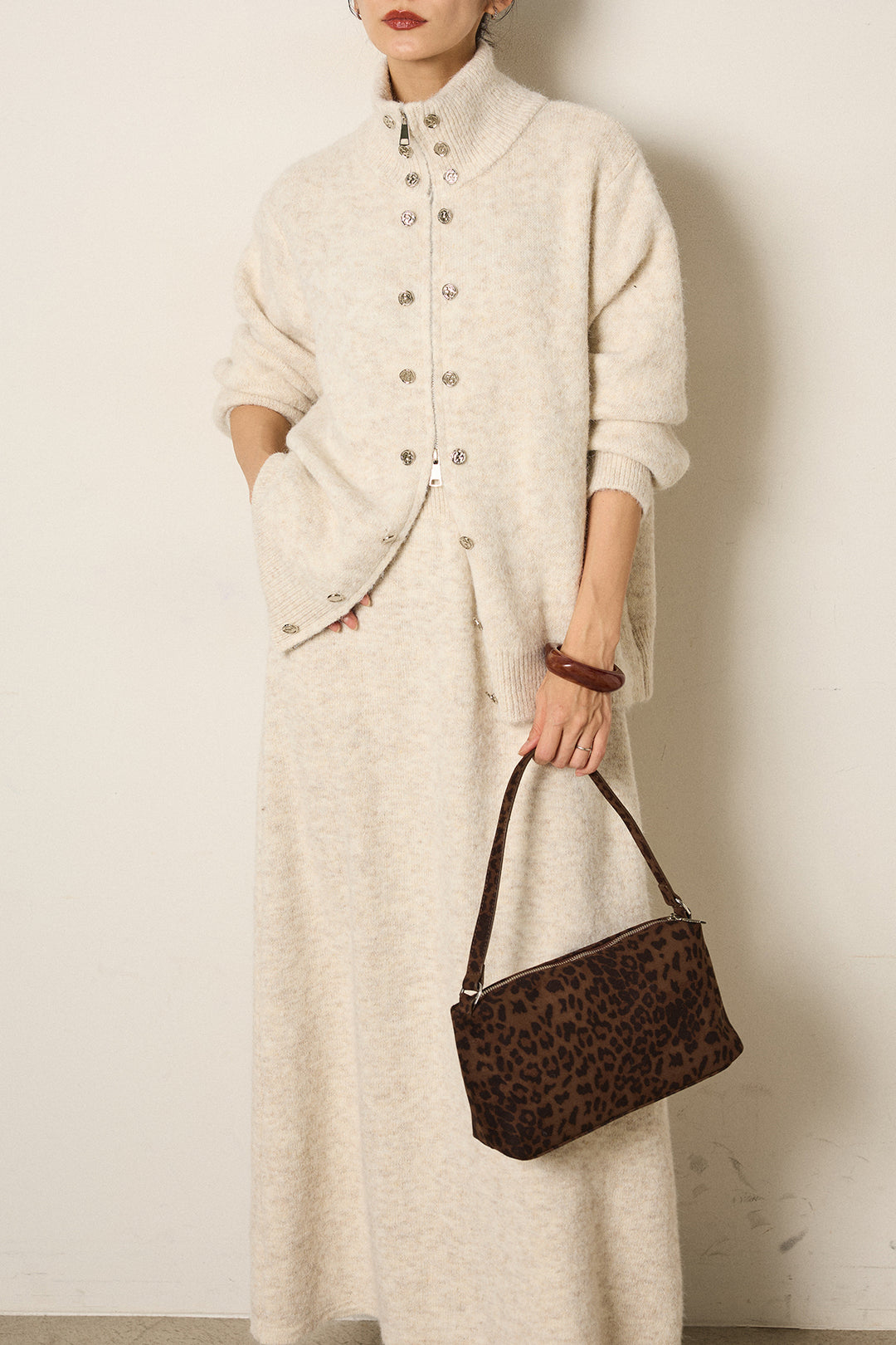 [SET]ハイネックメタルプレートニットスカートSETUP