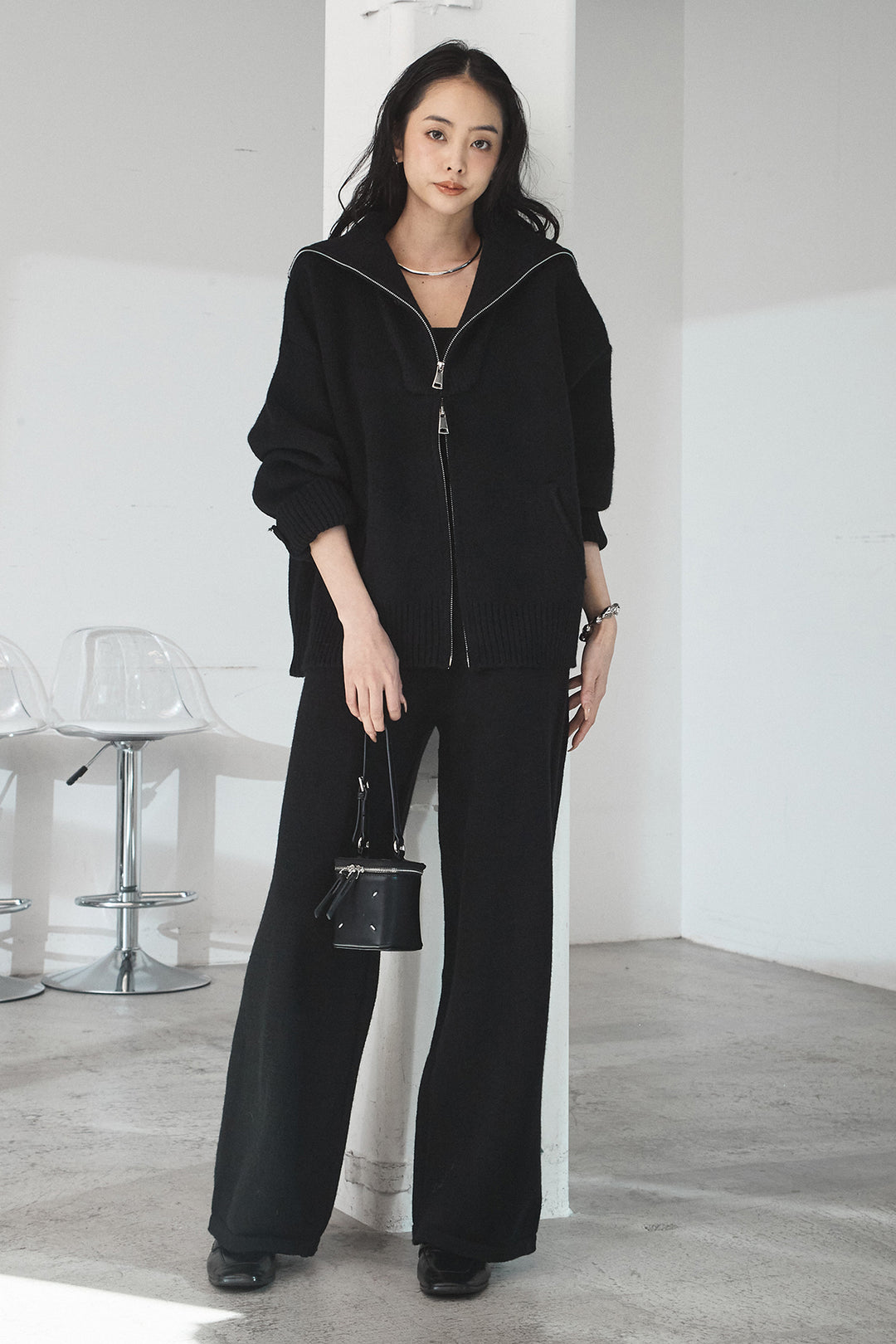 【着回しセット】[SET]ビッグカラーダブルジップニットSETUP+ビッグカラーダブルジップニットSETUP(2set)