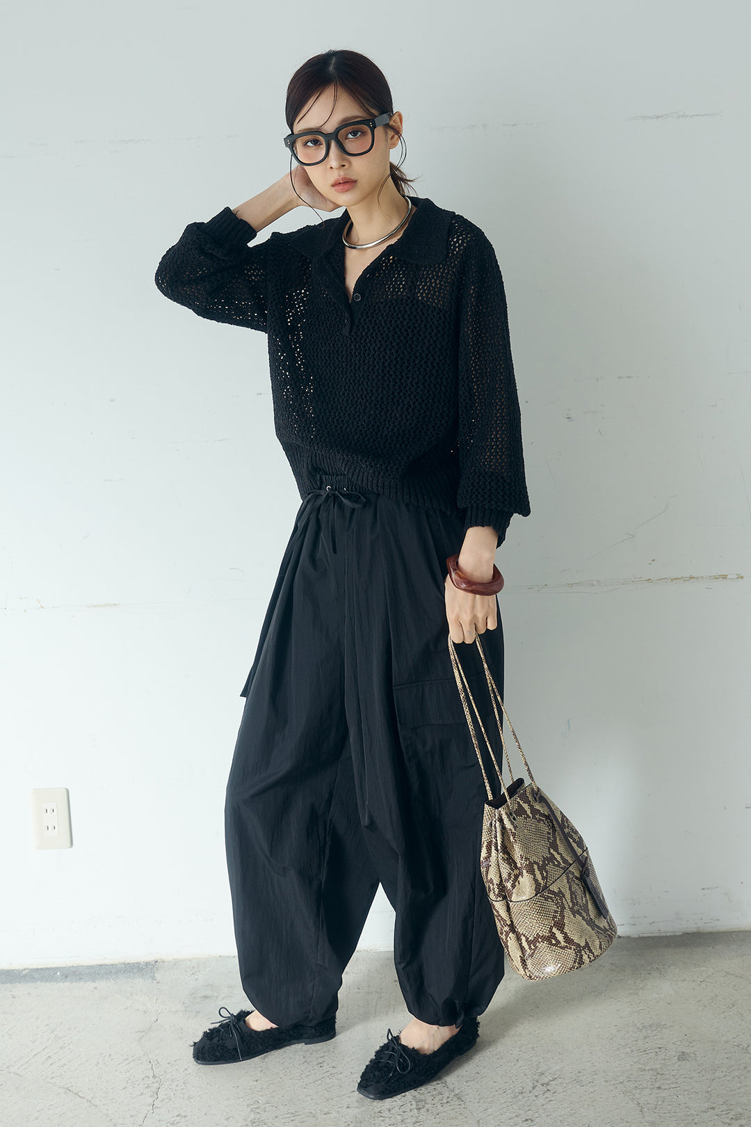 [SET]ミックスメッシュポロニット+撥水ジョガーパンツ(2set)