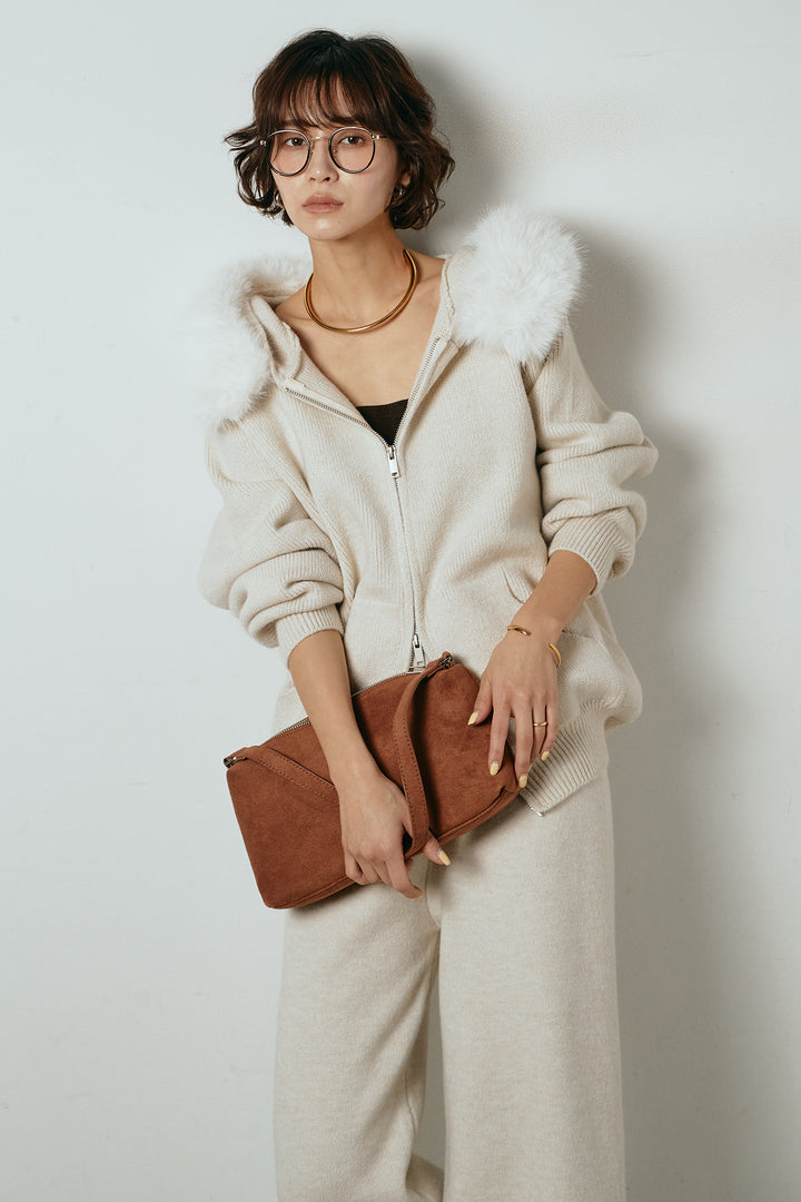 【着回しセット】[SET]ファー付きフーディーニットSETUP+ビッグカラーダブルジップニットSETUP(2set)