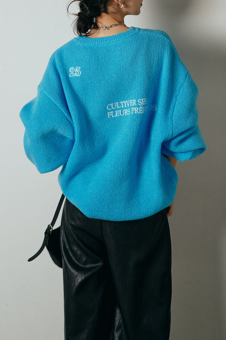 [SET]刺繍ロゴランダムデザインニットトップス+ベルト付きレザーライクタックパンツ(2set)