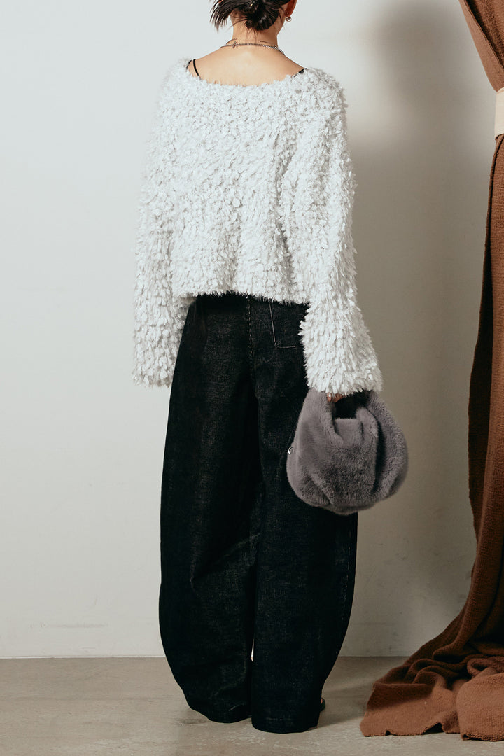 [SET]深Vネックチョウチョヤーンニットトップス+フロントタック入りコーデュロイパンツ(2set)