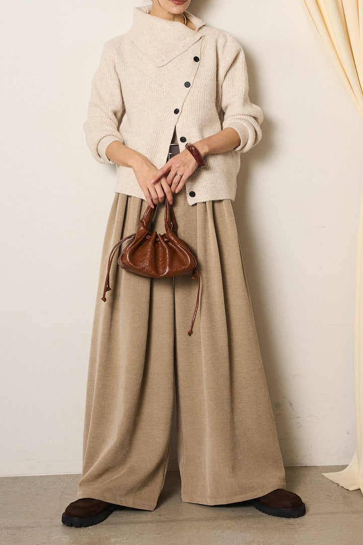 [SET]ボタンデザインネックニットプルオーバー+ベルトループコーデュロイワイドパンツ(2set)