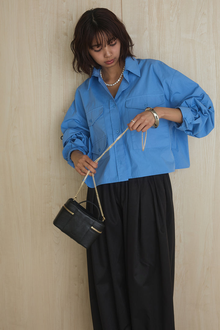 [SET]ビッグポケットシャツ+裾絞りワイドパンツ(2set)