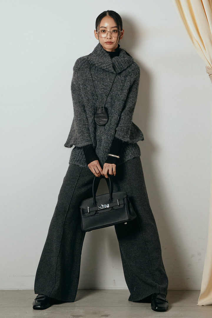 [SET]起毛ミディアムスリーブニットトップス+リブニットシームレスタートルプルオーバー+センターラインニットパンツ(3set)