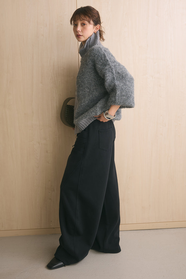 [SET]ブークレーハイネックニットジャケット+ナポレオンディテールカーブパンツ(2set)