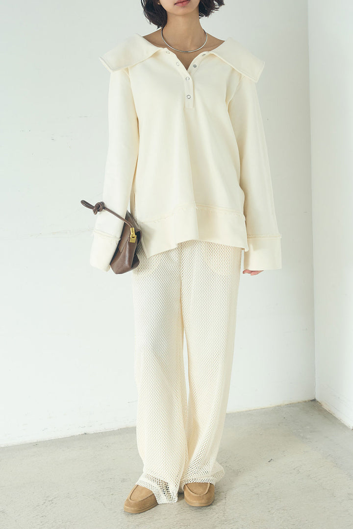 [SET]ビッグカラー2WAYスウェットトップス+メッシュリラックスパンツ(2set)