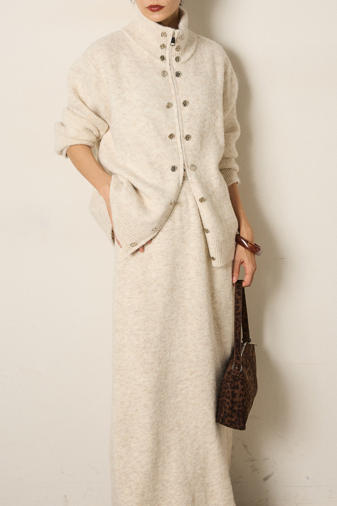 [SET]ハイネックメタルプレートニットスカートSETUP