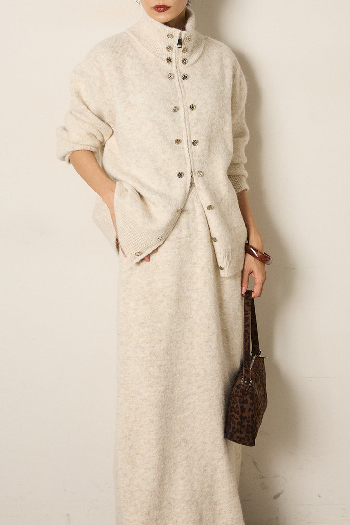 [SET]ハイネックメタルプレートニットスカートSETUP