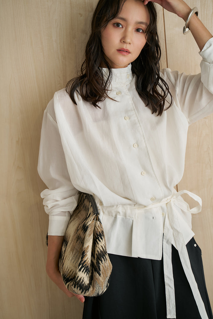 [SET]ハイネックウエストシェイプシャツ+スタッズ付きニーサイドタックスウェットパンツ(2set)