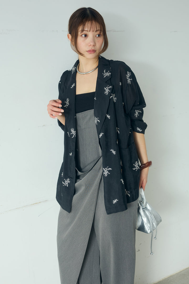 [SET]シアー刺繍ダブルジャケット+ラップオールインワン(2set)