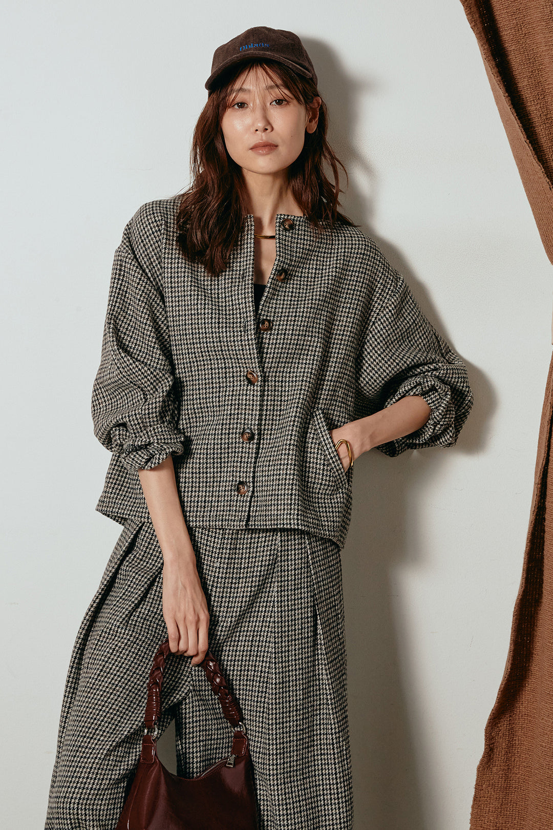 [SET]ノーカラーガンクラブチェックジャケット+ガンクラブチェックタックパンツ(2set)